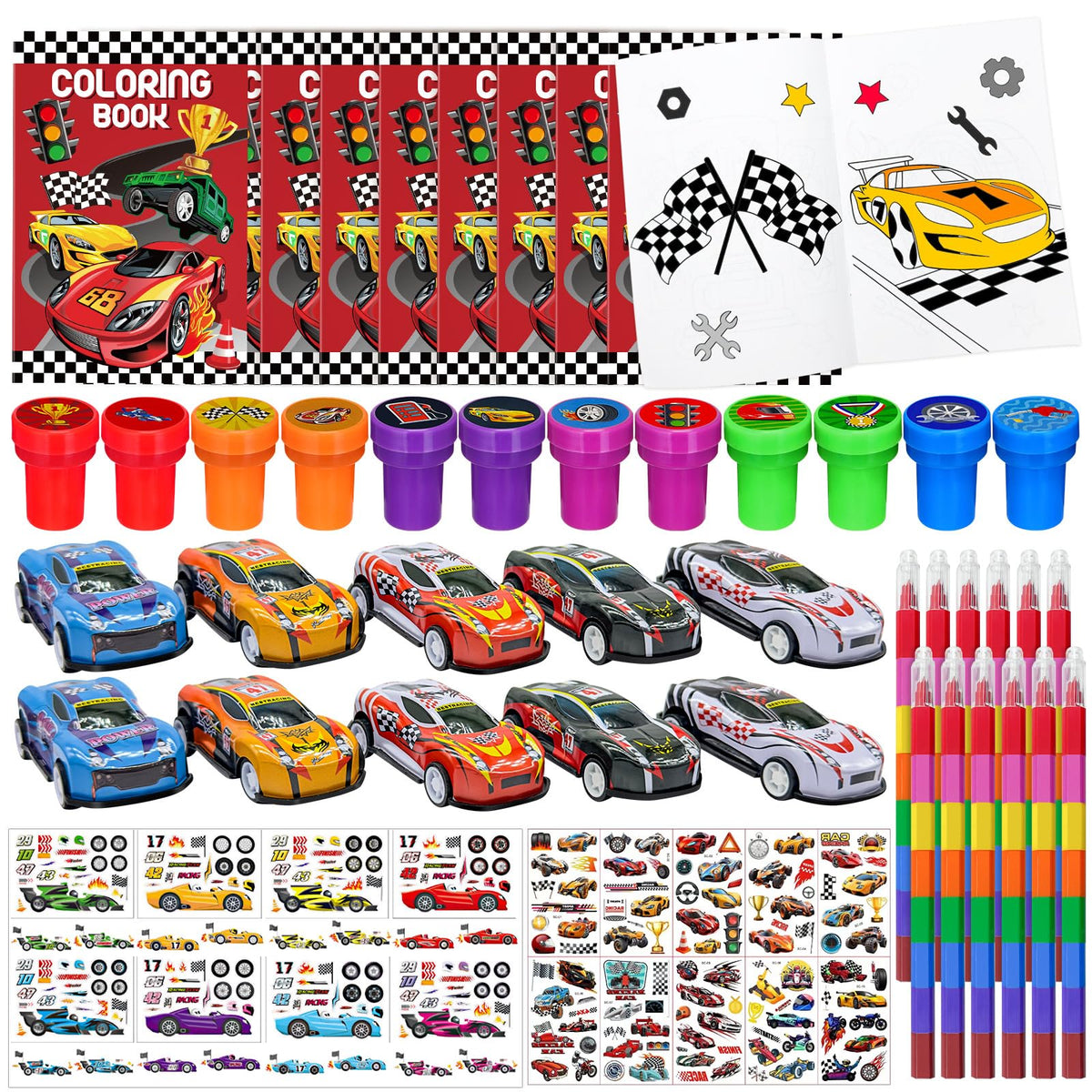 Cinrobiye 72 Pcs race car coloring book bulk with colorful pages for kids