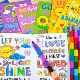 Cinrobiye Bible coloring designs with crosses and uplifting scripture-inspired art.