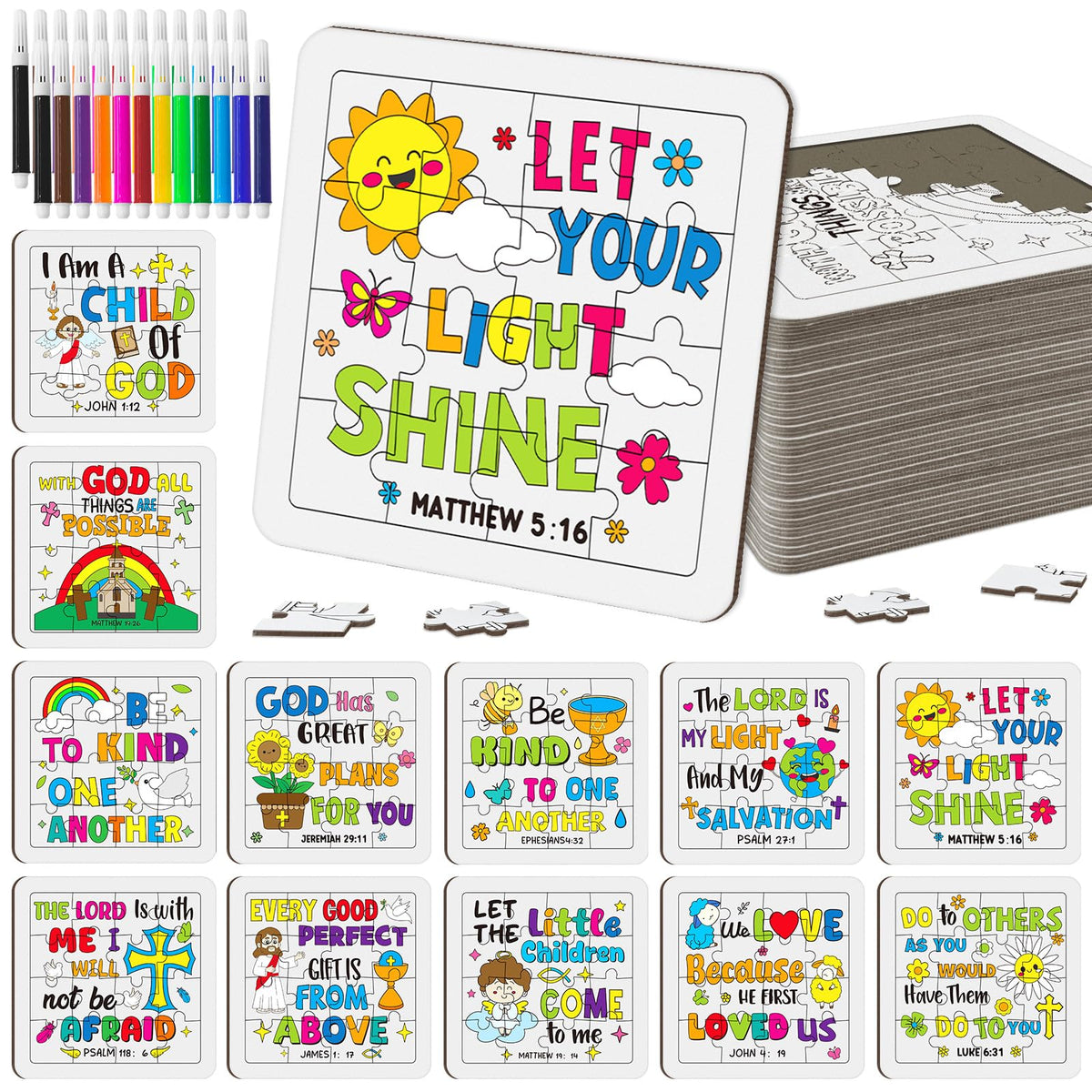 Cinrobiye Bible puzzle with cross pattern for group crafts