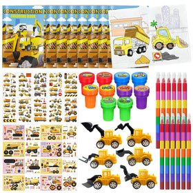 Cinrobiye construction coloring books with truck scenes provide engaging party activities.