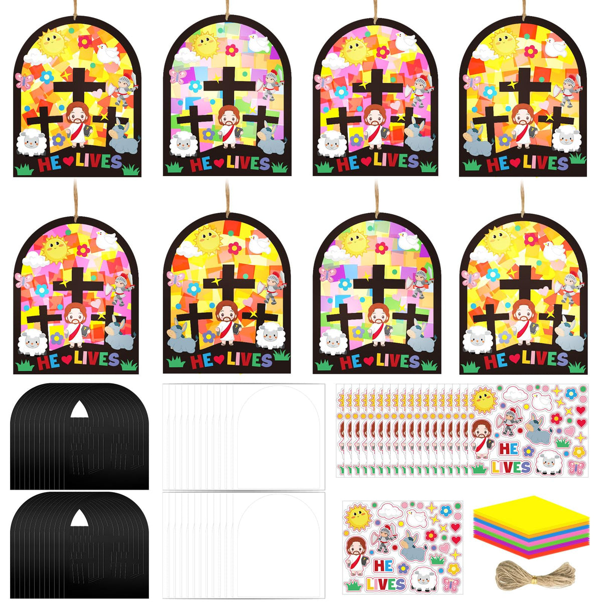 Cinrobiye Easter cross suncatcher templates for church windows