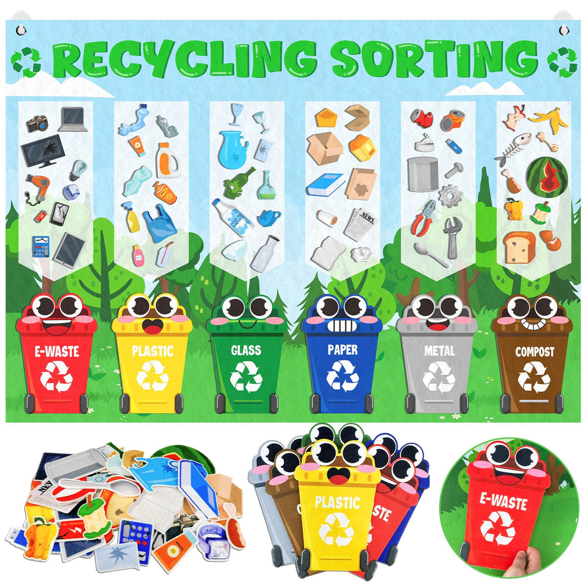 Cinrobiye felt Earth Day sorting board for classroom activities
