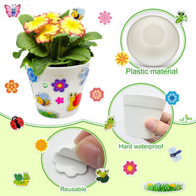 Cinrobiye foam stickers featuring bees, butterflies, flowers for lively pot art.