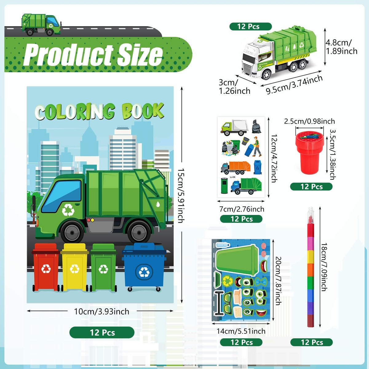 Cinrobiye garbage truck crayons provide smooth, bold color for lively scenes.