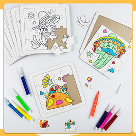 Cinrobiye Mexican puzzle set with cactus and sombrero design for festive DIY