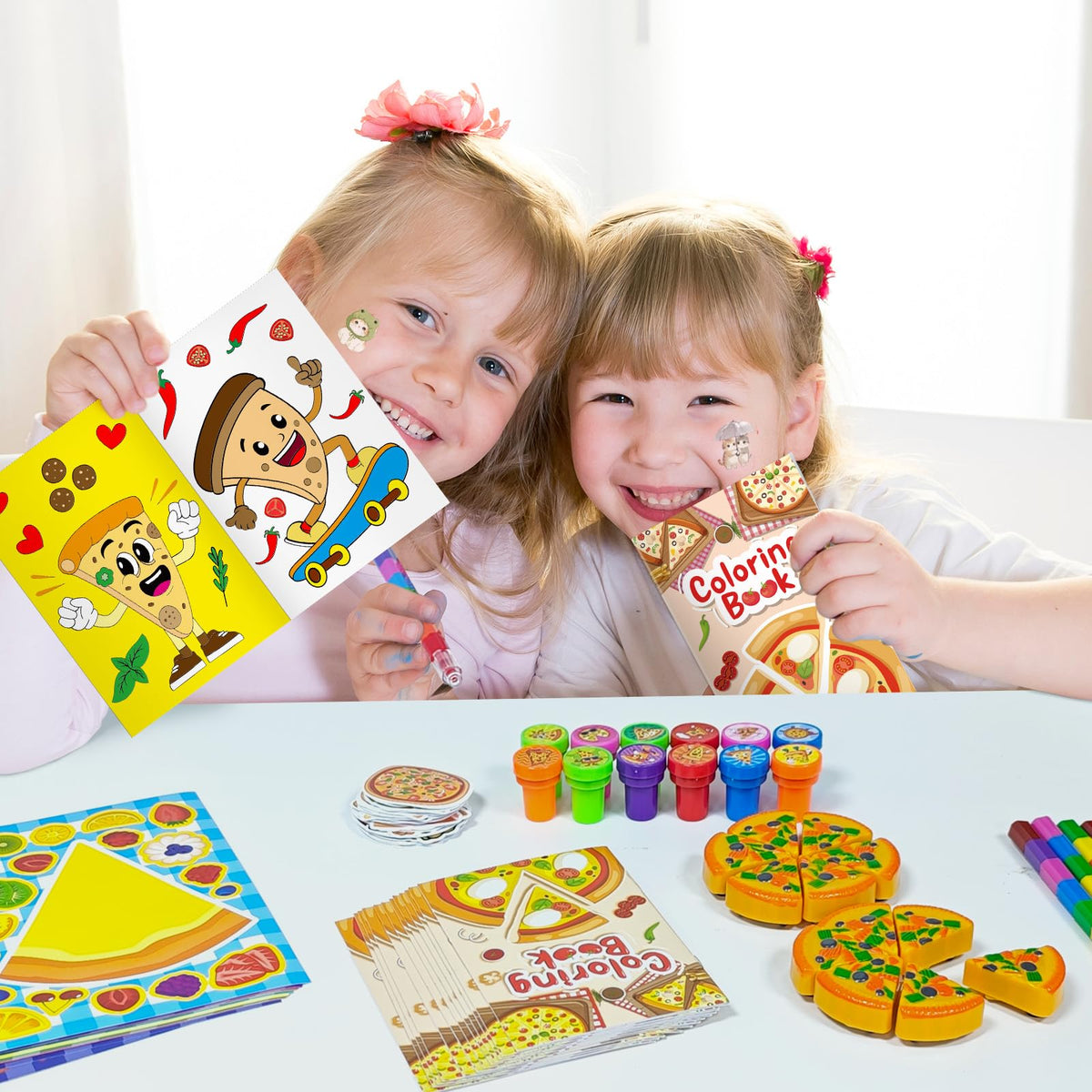 Cinrobiye pizza party decorations kit ties the theme together.