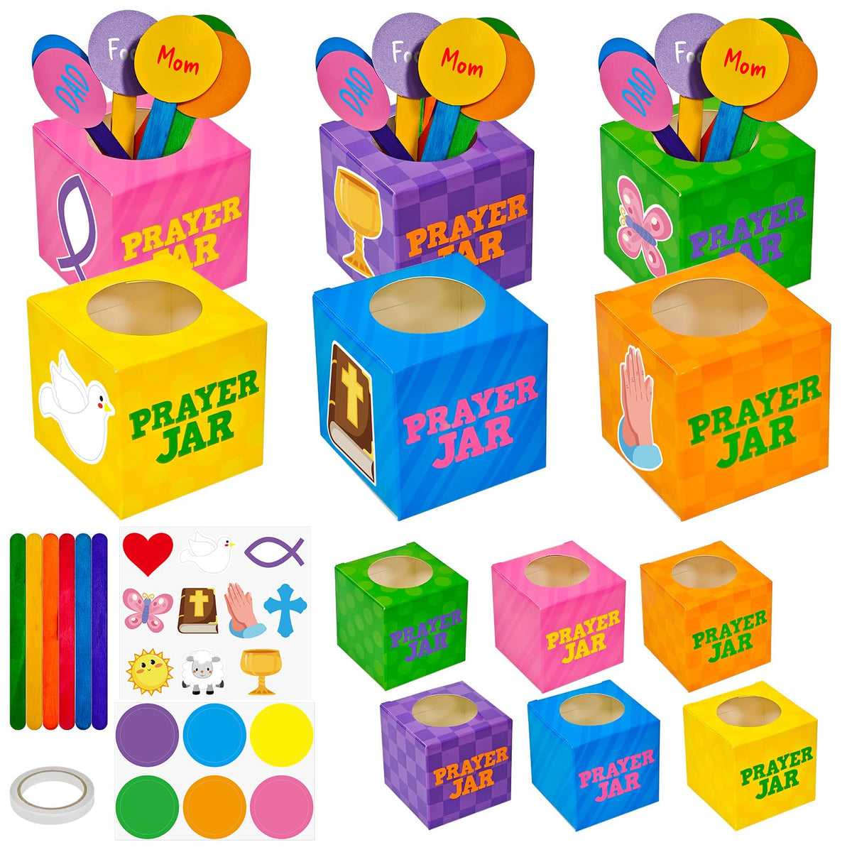 Cinrobiye prayer box kit with colorful boxes for Sunday School crafts