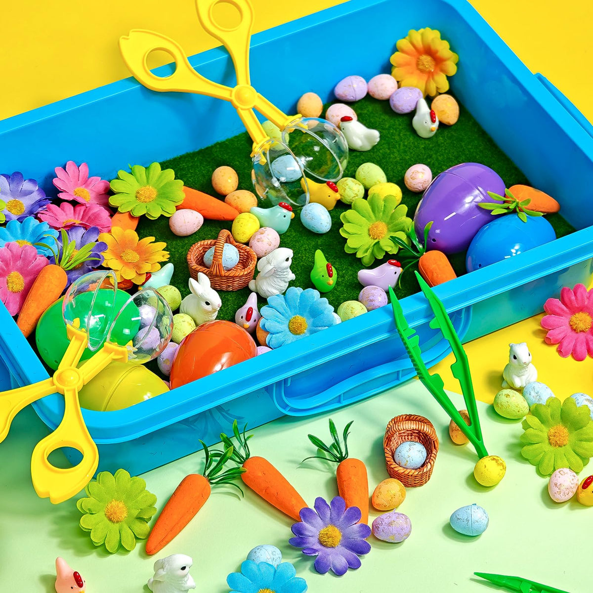 Cinrobiye artificial flowers enhance tactile exploration in spring-themed play.