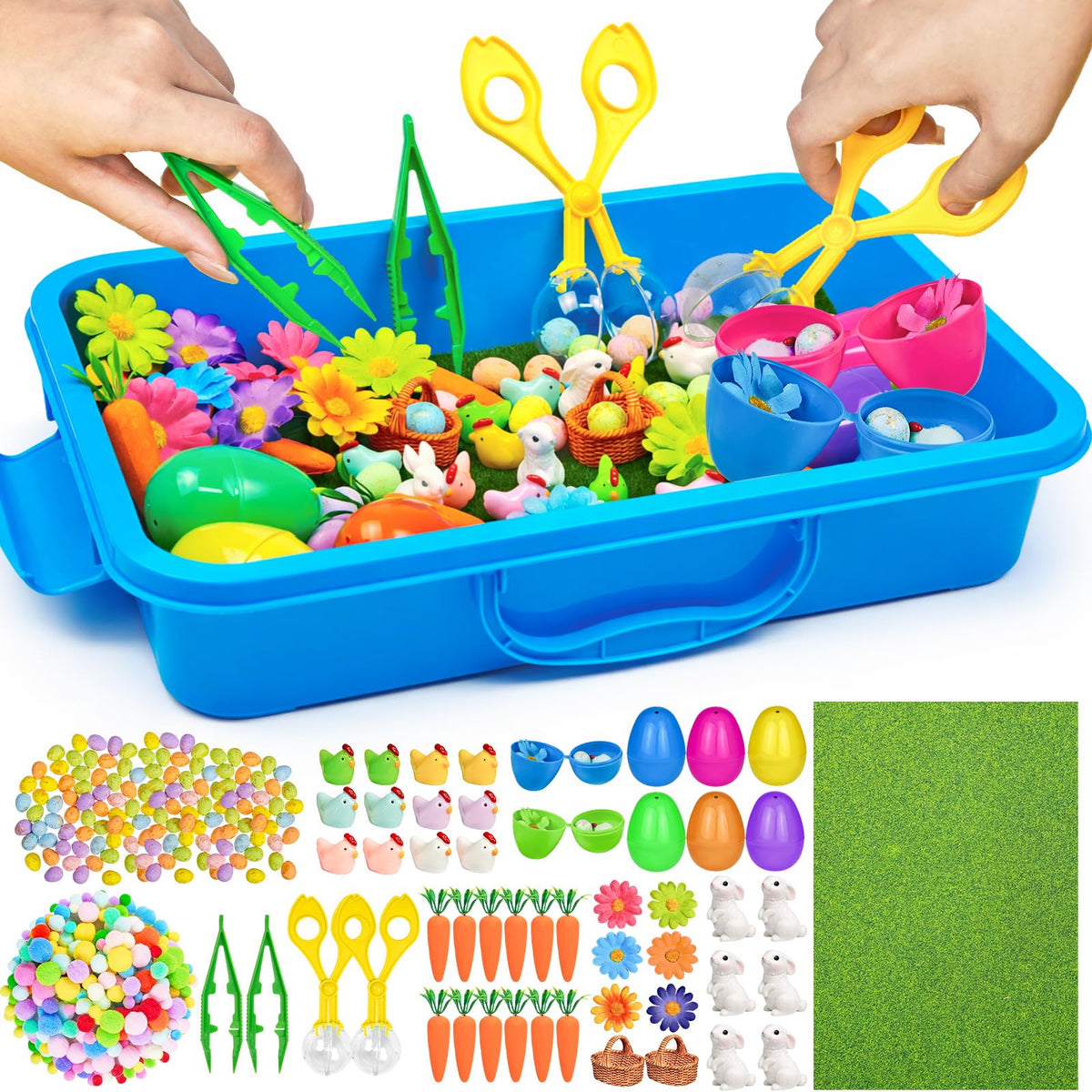 Cinrobiye spring sensory bin storage box ready for organized sorting and play.