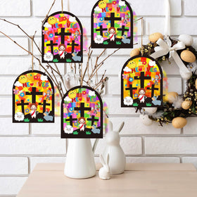 Cinrobiye sunlit stained-glass effect through cross suncatchers