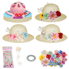 Cinrobiye tea party hats with flowers for creative kids crafts and party decor.