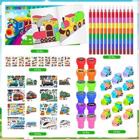 Cinrobiye train stamps add playful patterns to cards and activity sheets.