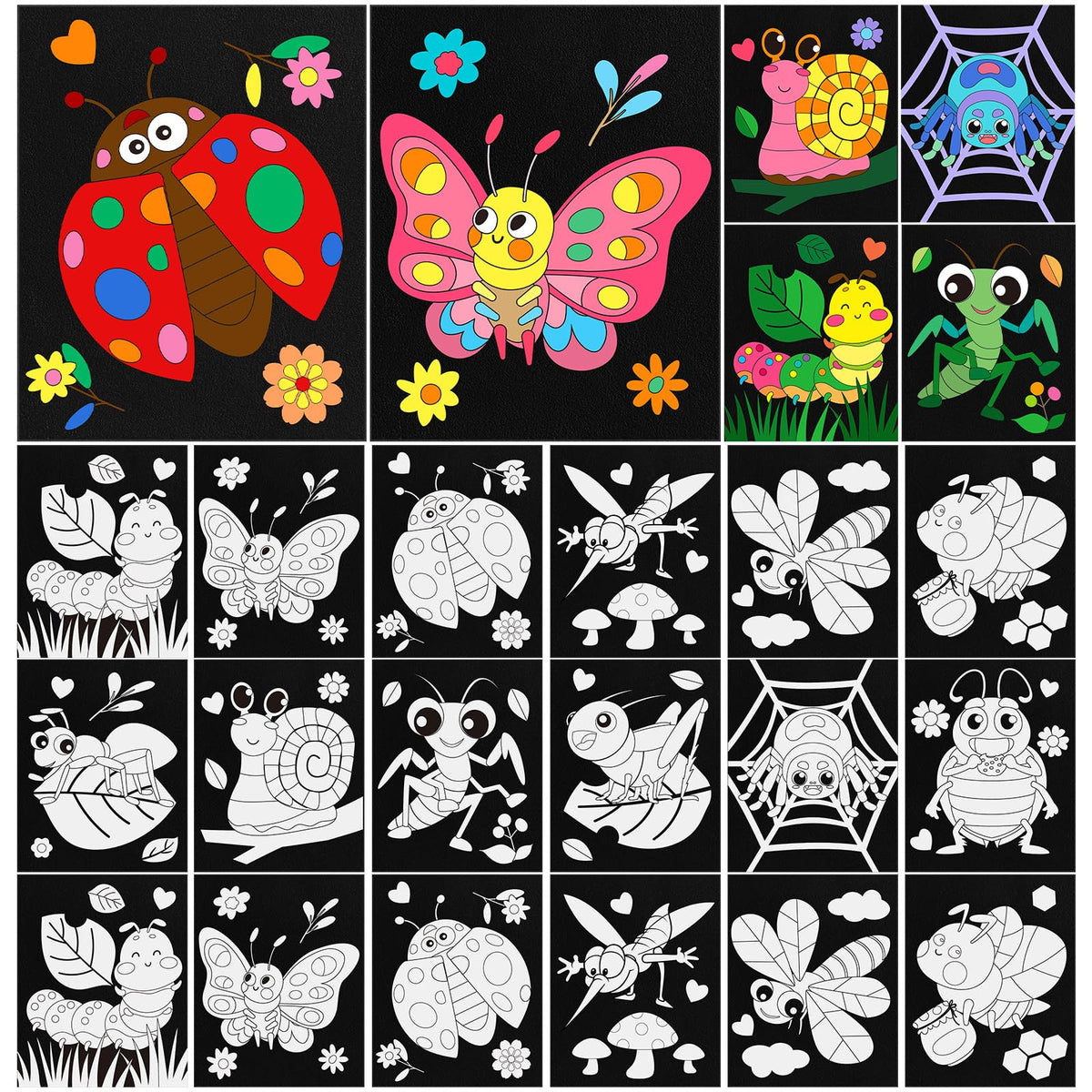 Cinrobiye velvet coloring poster insect design 01: relaxing, mess-free coloring at home