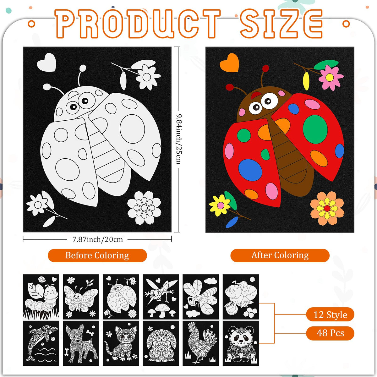 Cinrobiye velvet coloring poster insect design 02: enhances focus during classroom crafts