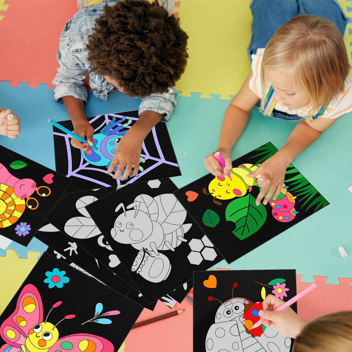 Cinrobiye velvet coloring poster insect design 05: durable velvet texture for lasting coloring