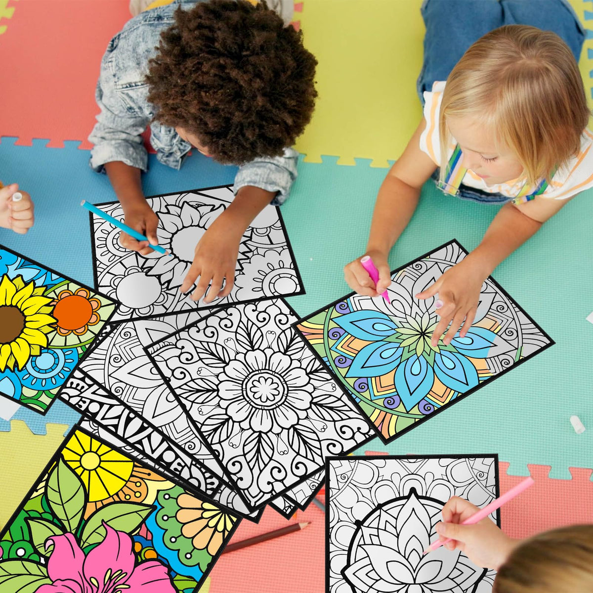 Cinrobiye velvet coloring posters on black background enhance color pop and depth.