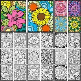 Cinrobiye velvet coloring posters with floral designs for mindful relaxation and creative expression.