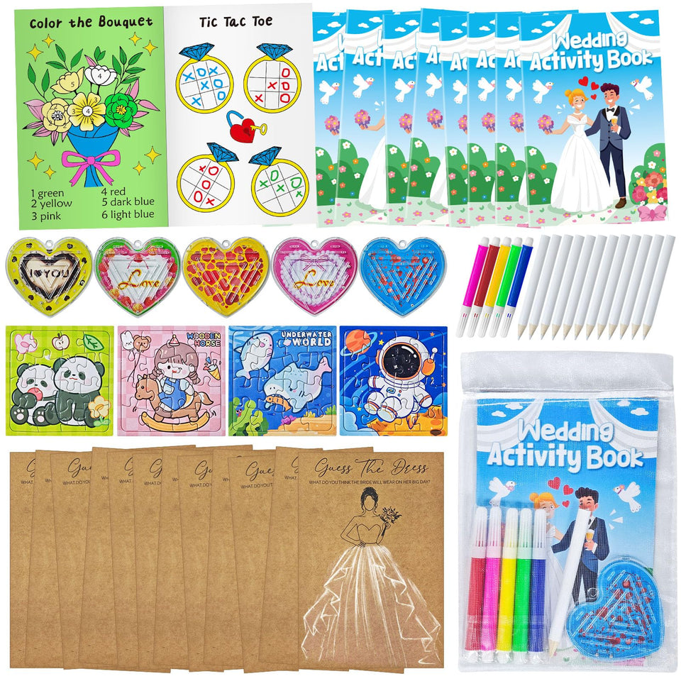 Cinrobiye wedding coloring set at tables for guest engagement and colorful moment
