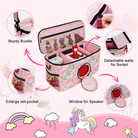 Ciseret case with adjustable strap provides comfortable carrying for busy families.