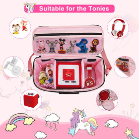 Ciseret case includes Tonies side pocket inside for secure character storage.
