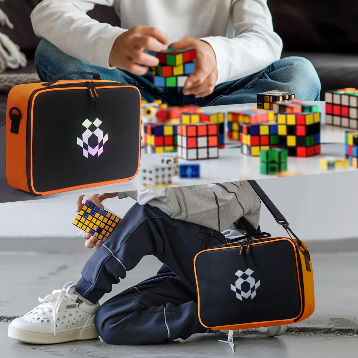Compact one-shoulder carrying bag keeps cubes organized on the go
