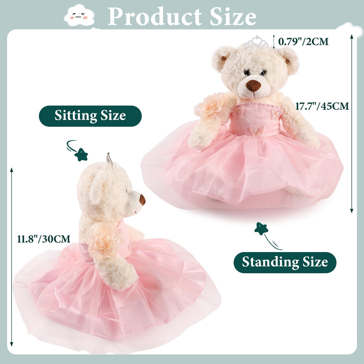 Cisina Quinceanera bear with crown adds regal charm to celebration tables
