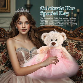 Cisina Quinceanera bear wearing earrings for a polished party accessory