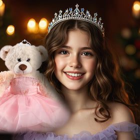 Cisina bear with flower accent complements festive decor and photos