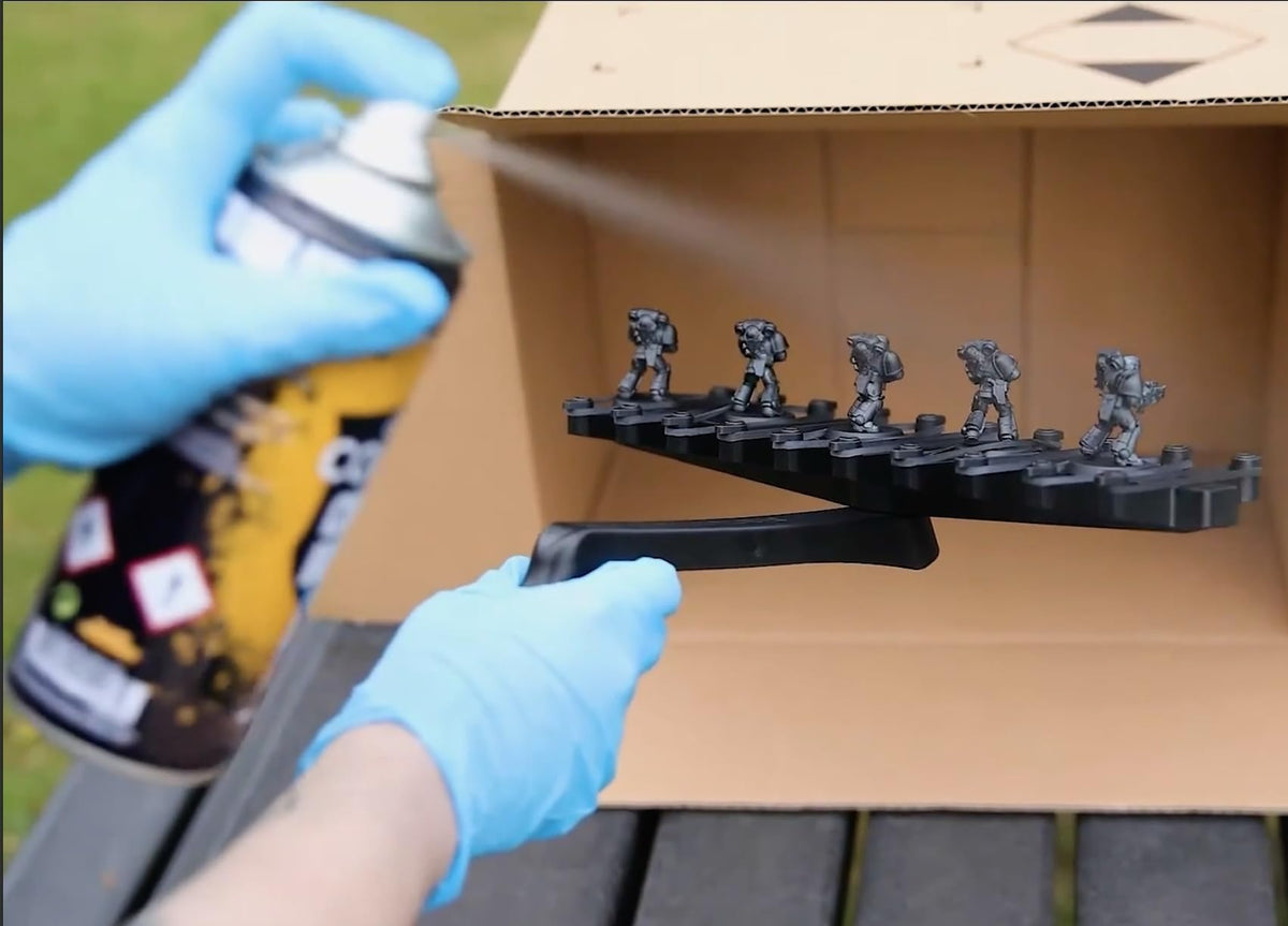 Citadel Chaos Black spray dries to a matte finish on miniatures.