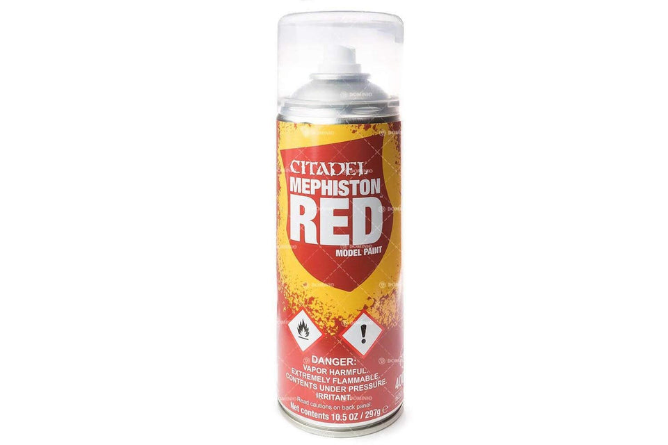 Citadel Mephiston Red Spray basecoat for quick, uniform coverage on miniatures