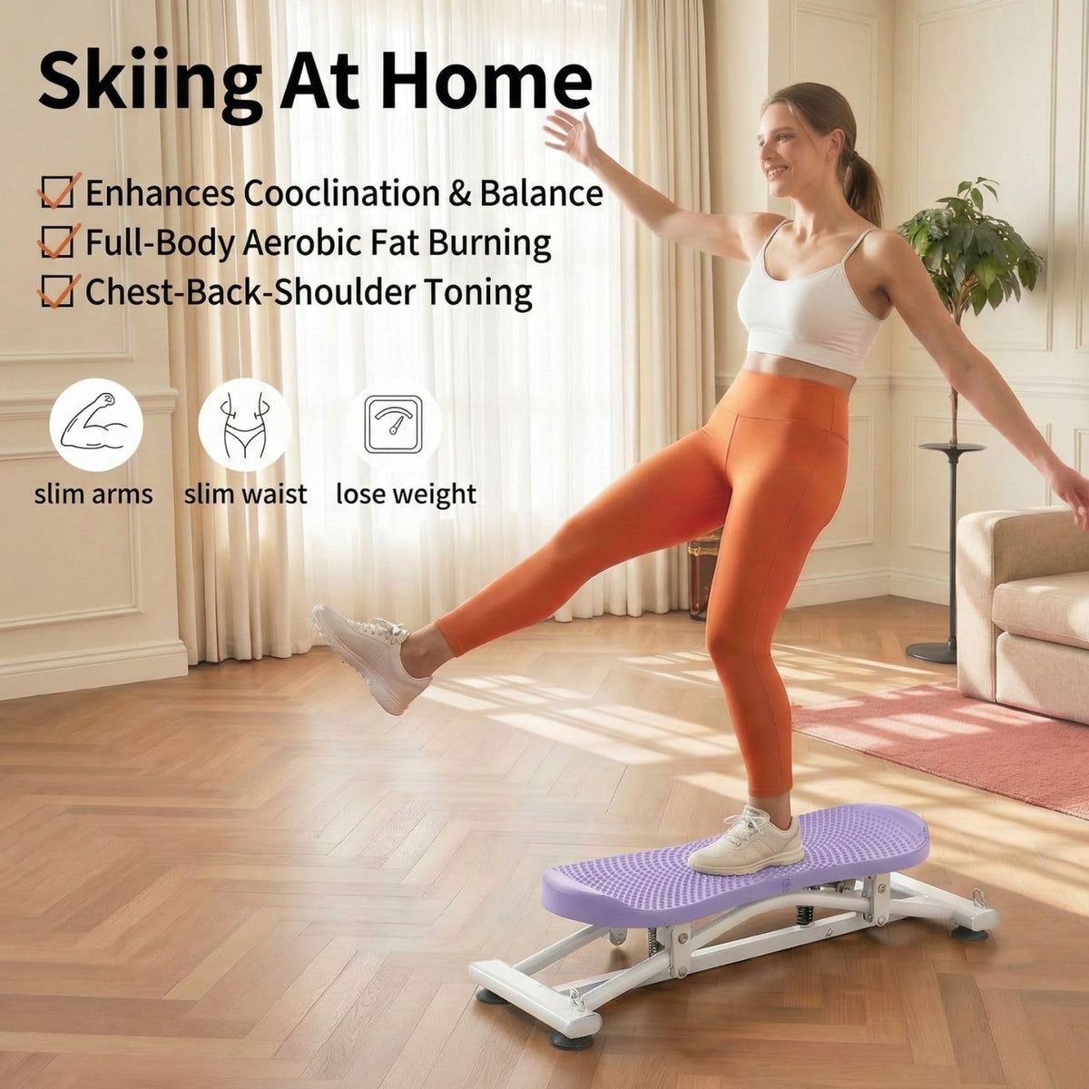 CITXMOTI rocking stepper with resistance bands side view for full body engagement