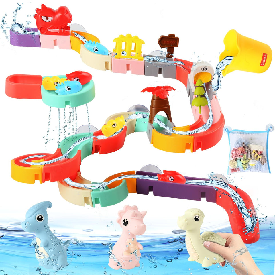 CIUGEO dinosaur bath toy set tracks for imaginative water play