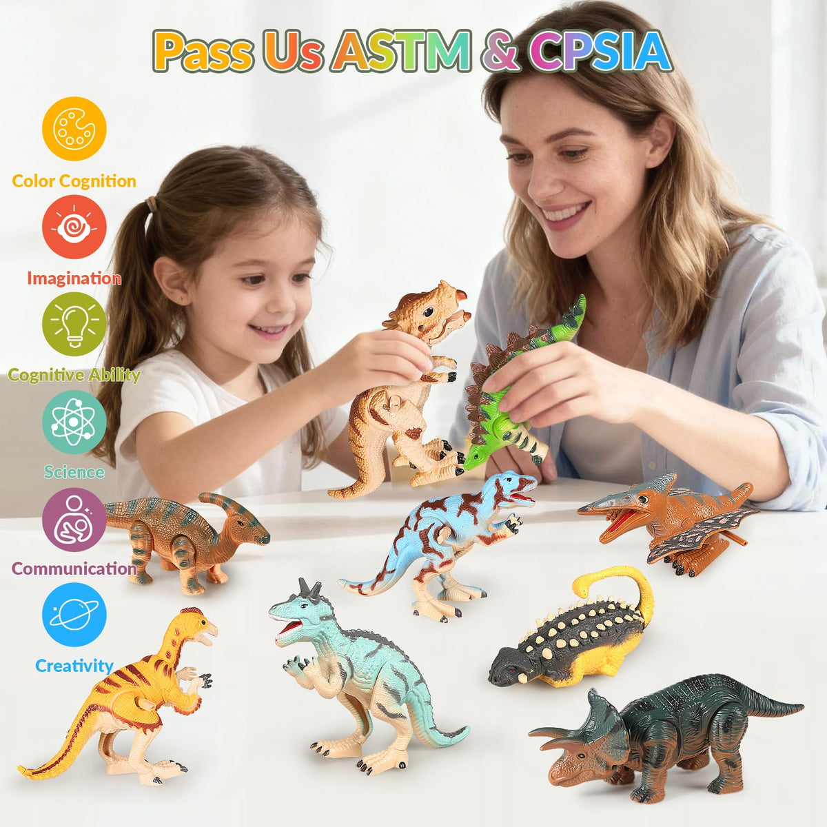 CIUGEO wind-up Triceratops jumping, promotes fine motor skills during pretend adventures