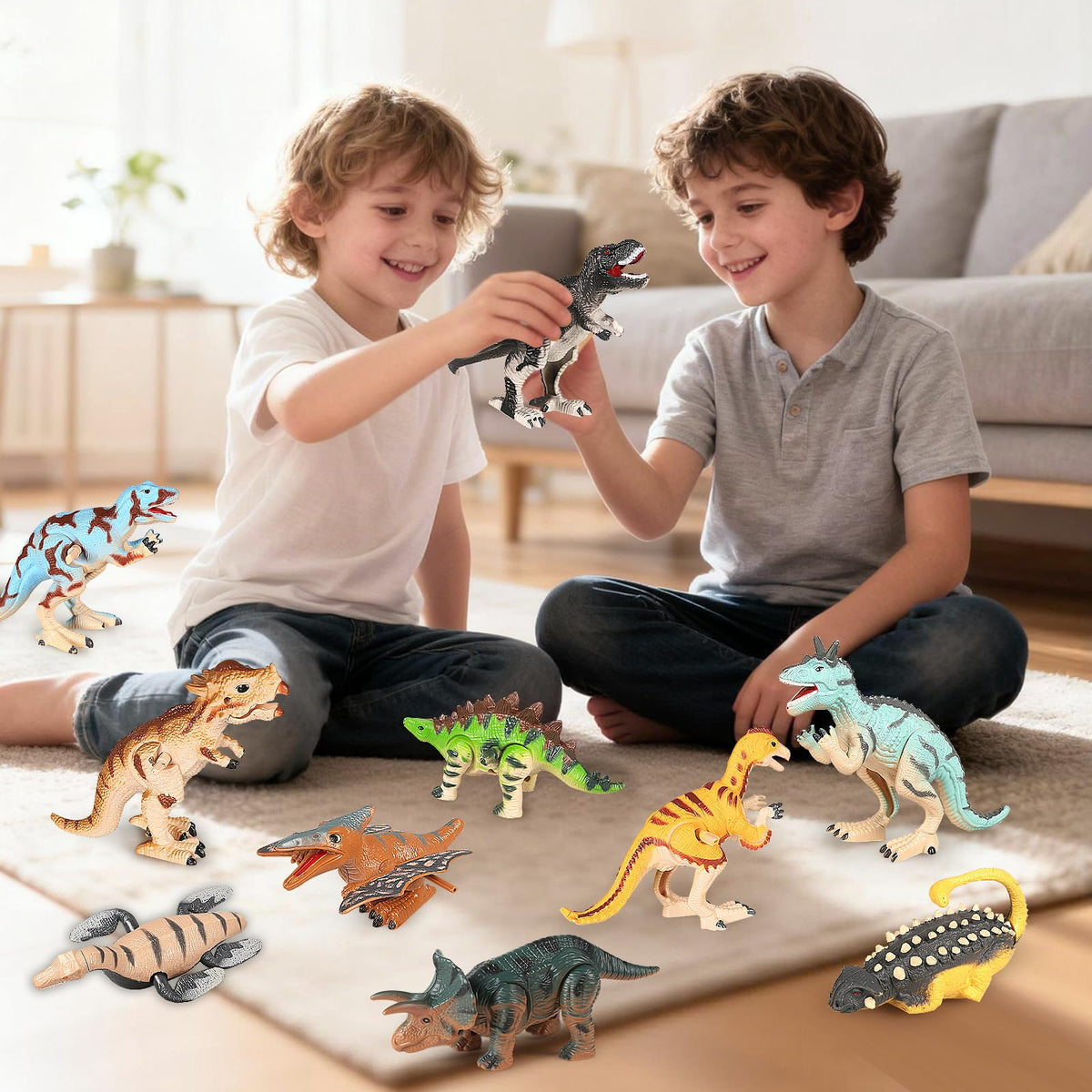 CIUGEO wind-up Brachiosaurus somersault, large-friendly toy for group play