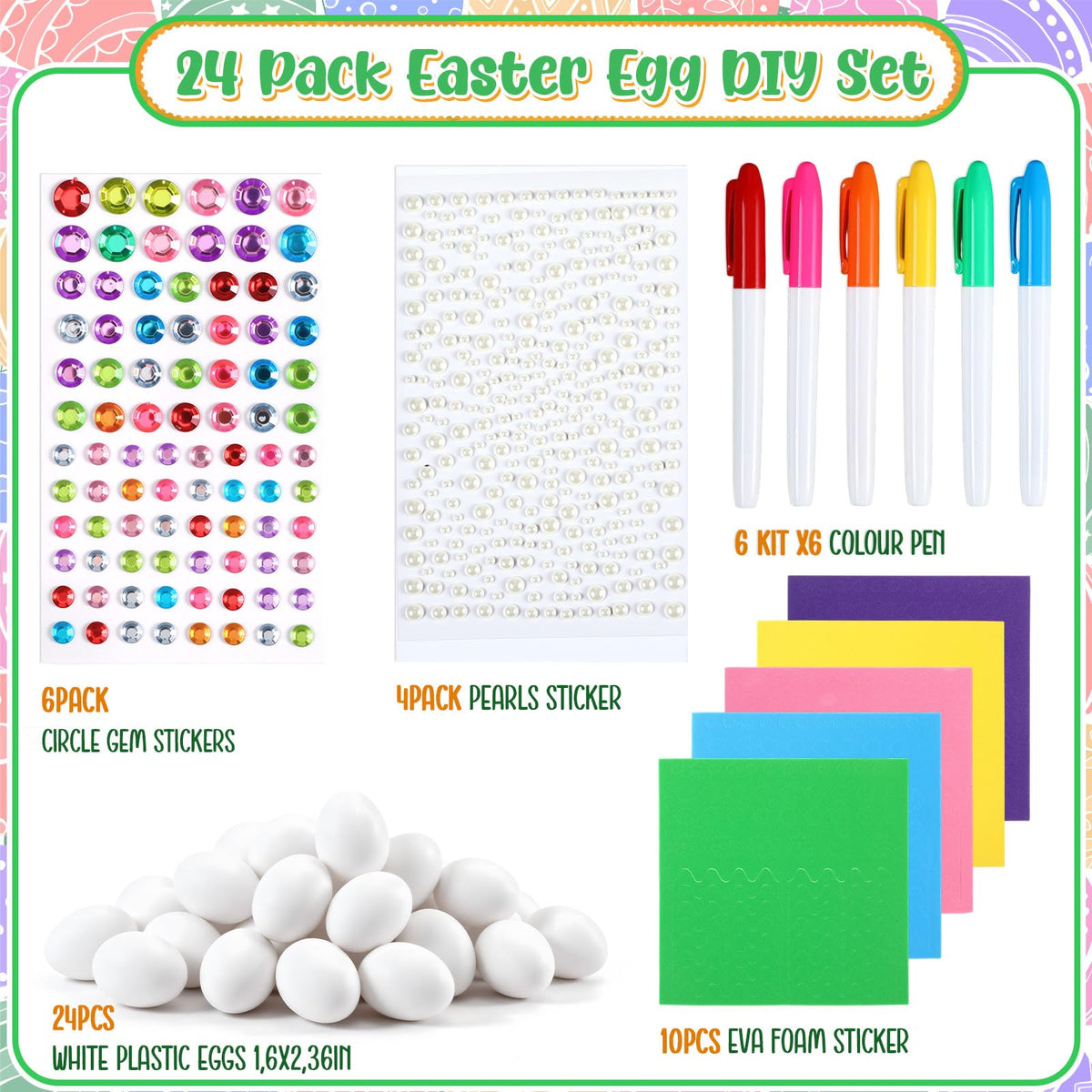 Civaner 24 plastic eggs ready for quick personalized art