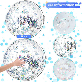 Civaner 6-piece glitter beach balls ready for weddings and outdoor celebrations.