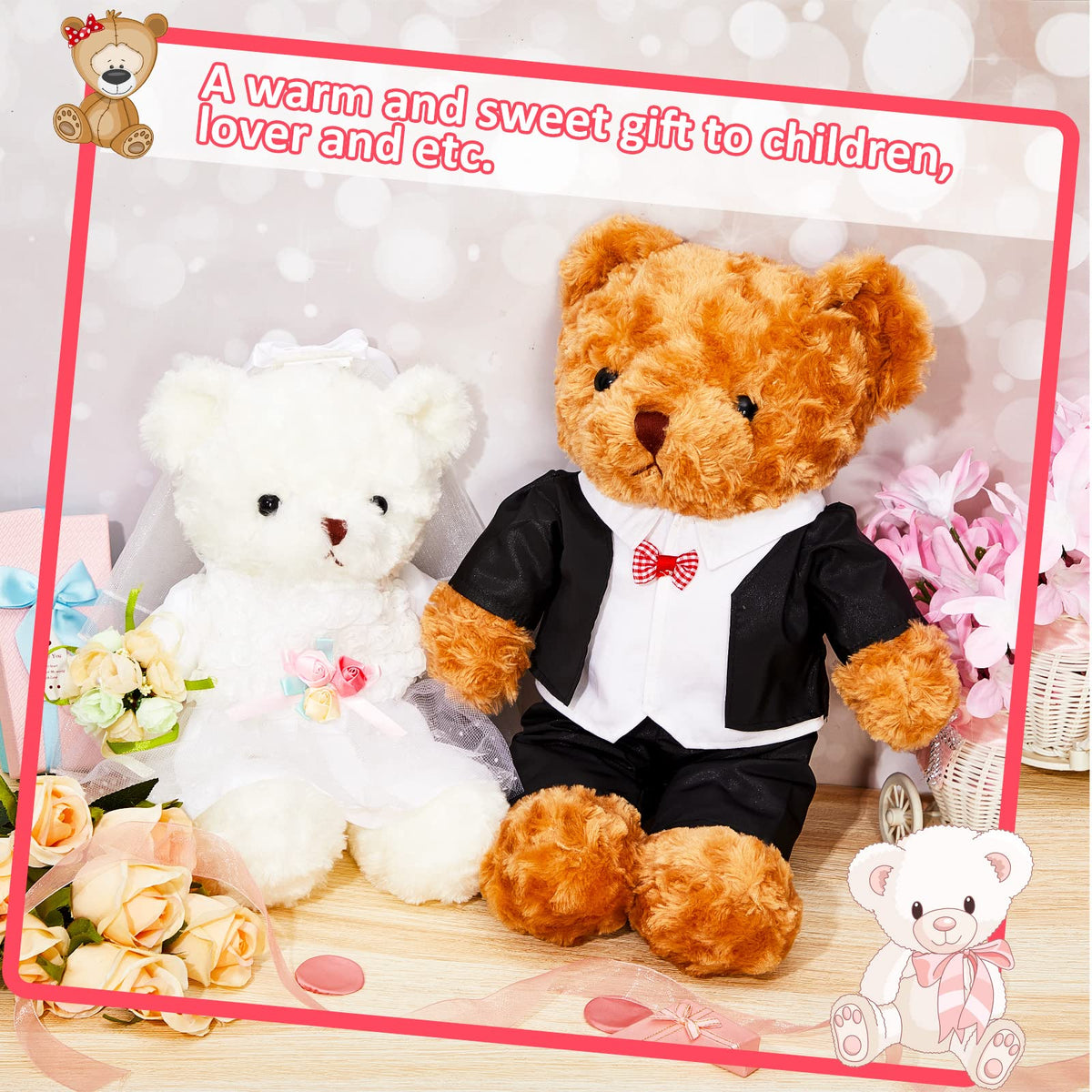 Civaner bear accessories headband wristband complete the bridal look for dolls and bears