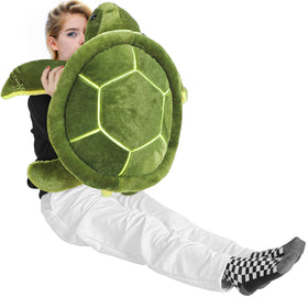 Civaner big green sea turtle plush with shell close-up for cozy hugs