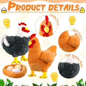 Civaner nest and eggs with chicken plush set for lifelike farm ambiance.