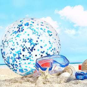 Civaner clear glitter beach ball blue for eye-catching pool or décor shots.