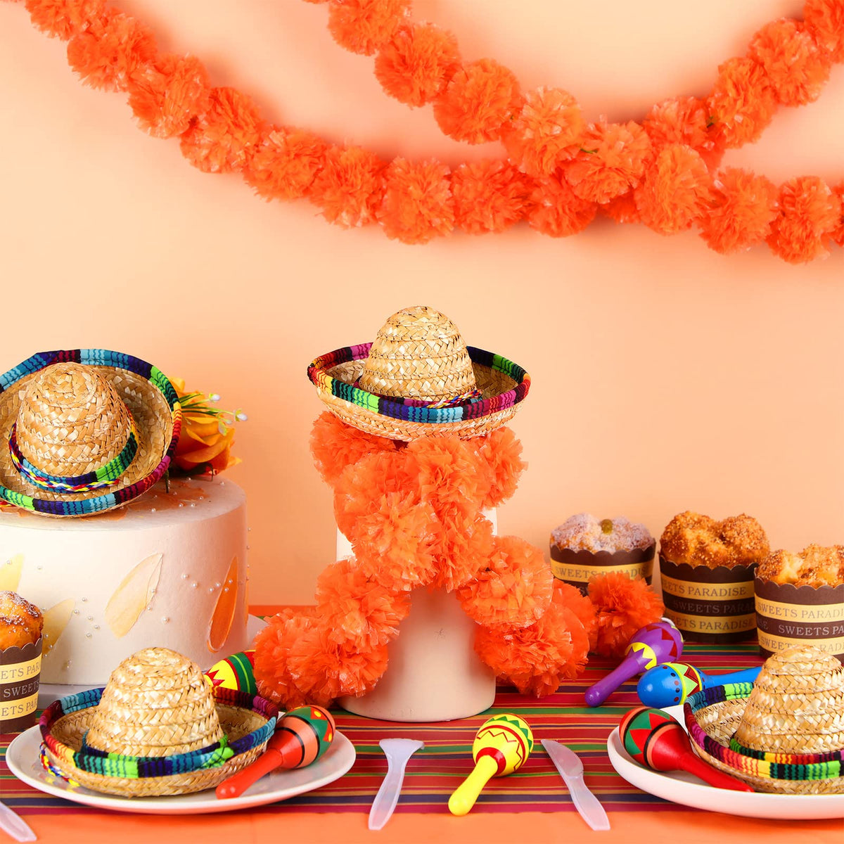 Civaner doll and pet decor with sombrero hats and maracas