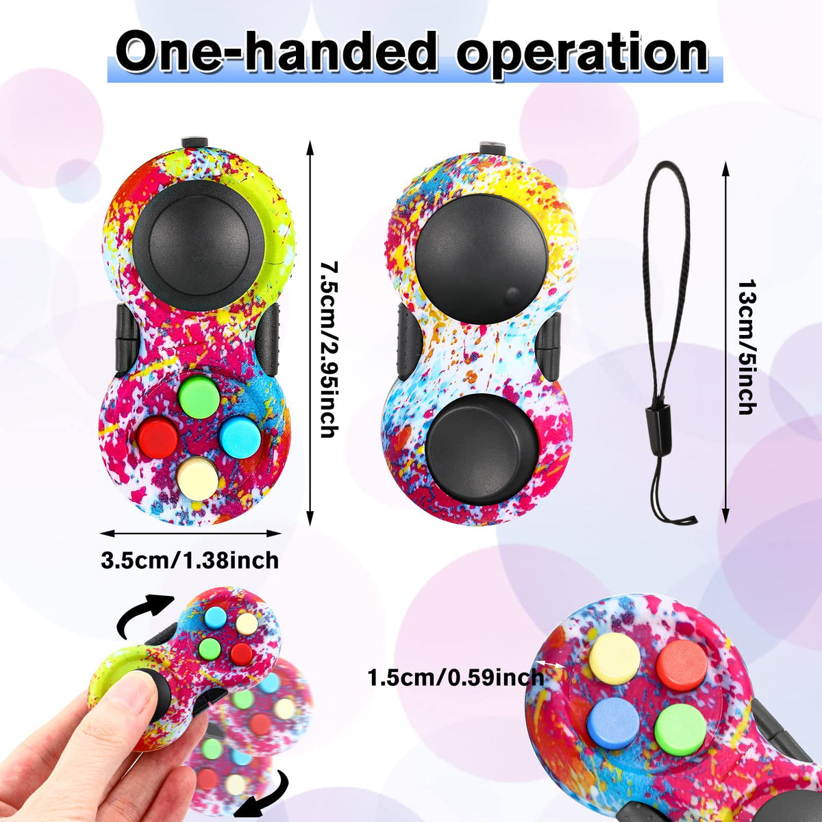 Civaner fidget pad clicker front, tactile clicker for stress relief and mindful breaks.