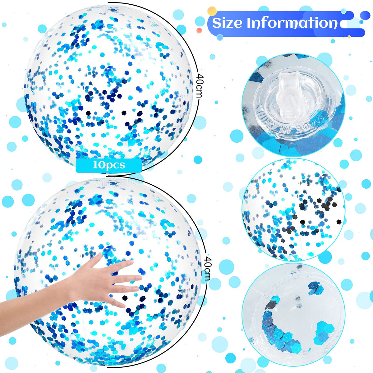 Civaner inflatable pool ball blue glitter ideal for outdoor parties and summer gatherings.