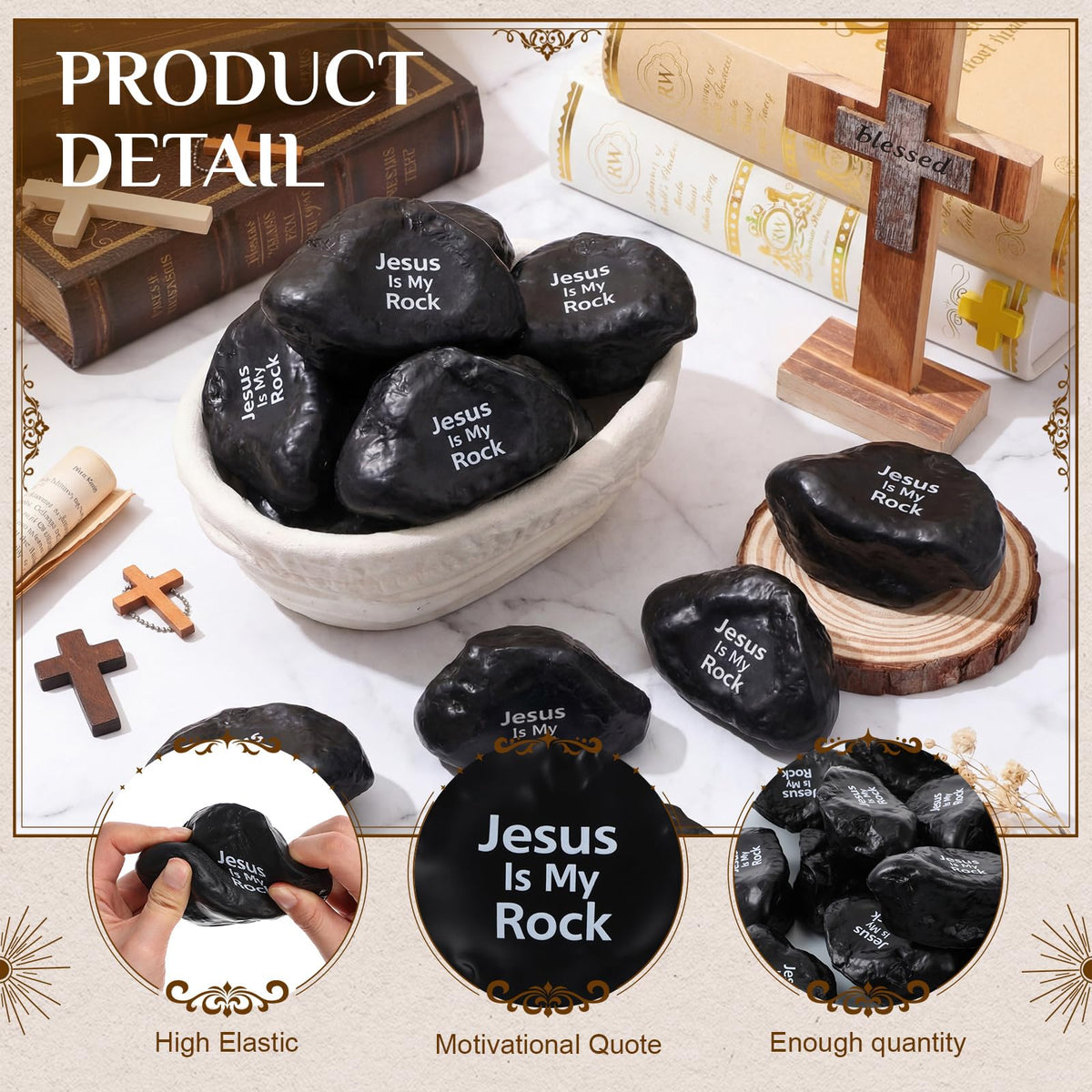 Civaner Jesus is My Rock ball with Bible verse print for daily inspiration.