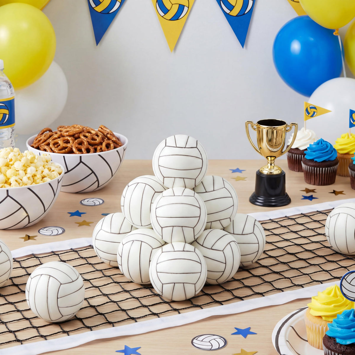 Civaner small foam volleyball in white and black for party favors.
