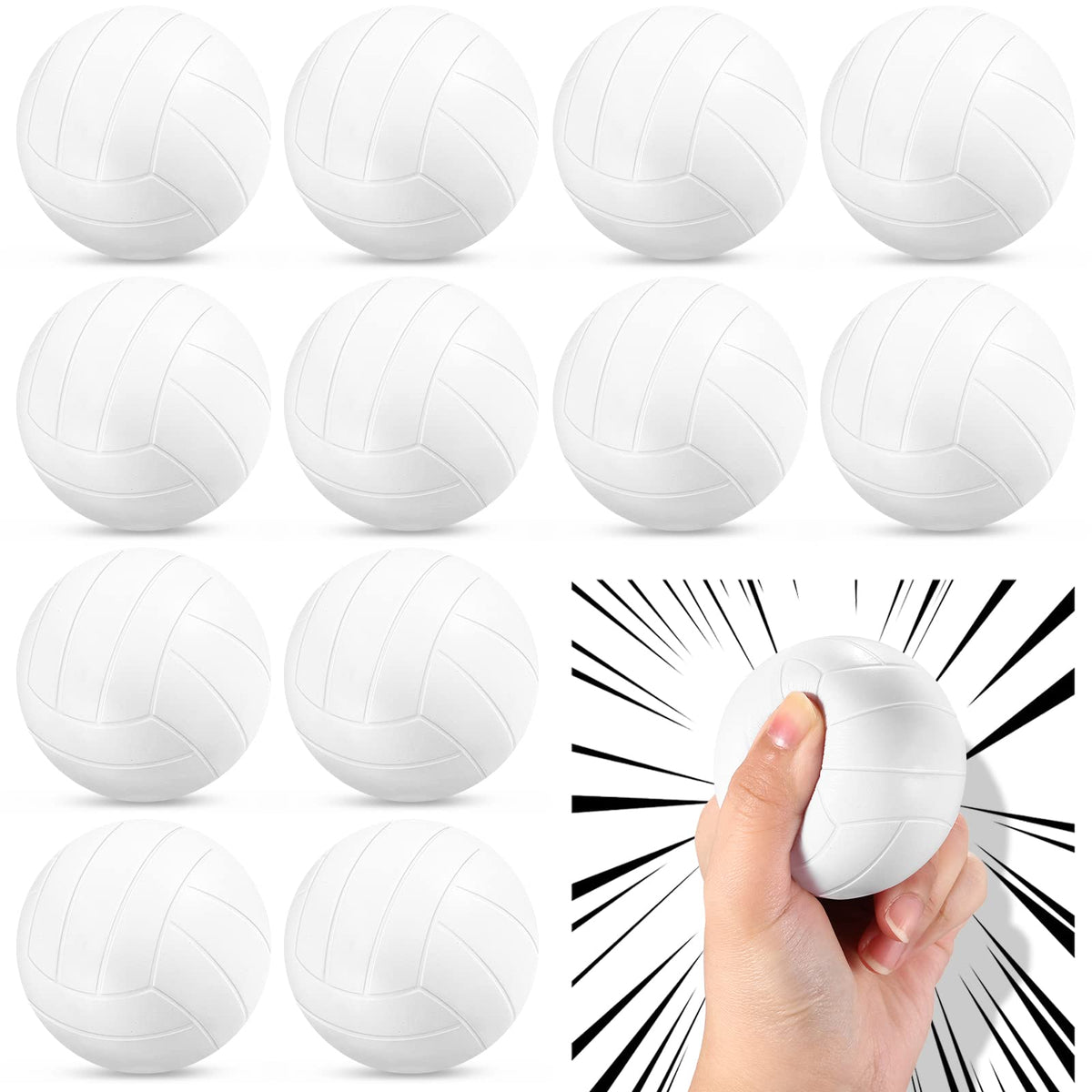 Civaner mini volleyball stress ball, white, 6cm diameter, portable for office relief.