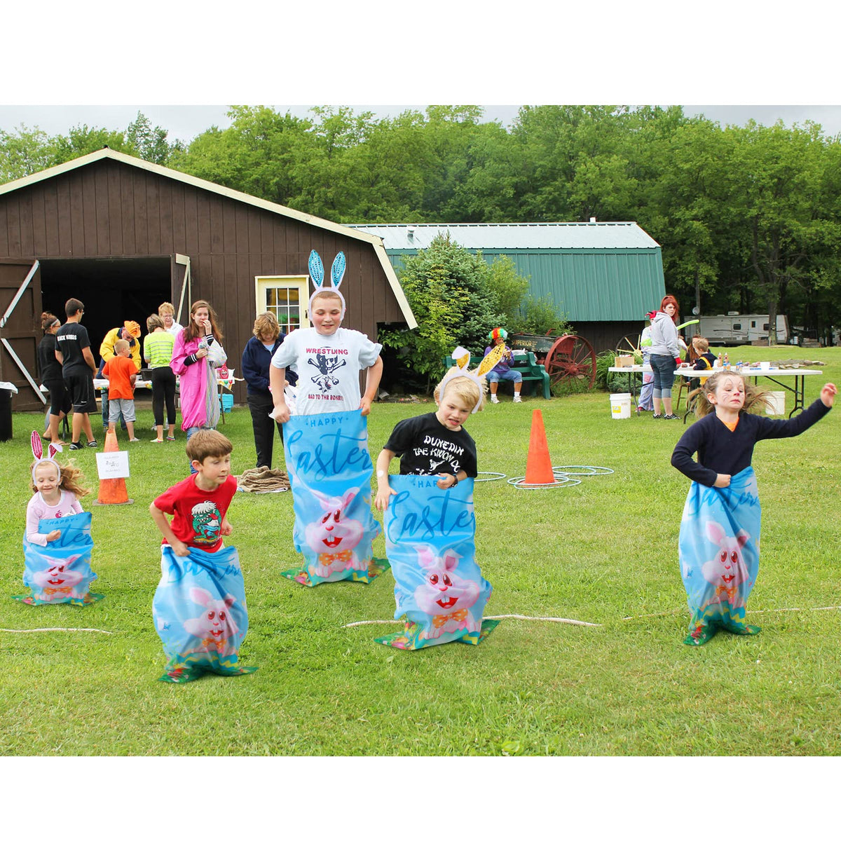 Civaner outdoor game set in action with kids cheering and laughing.
