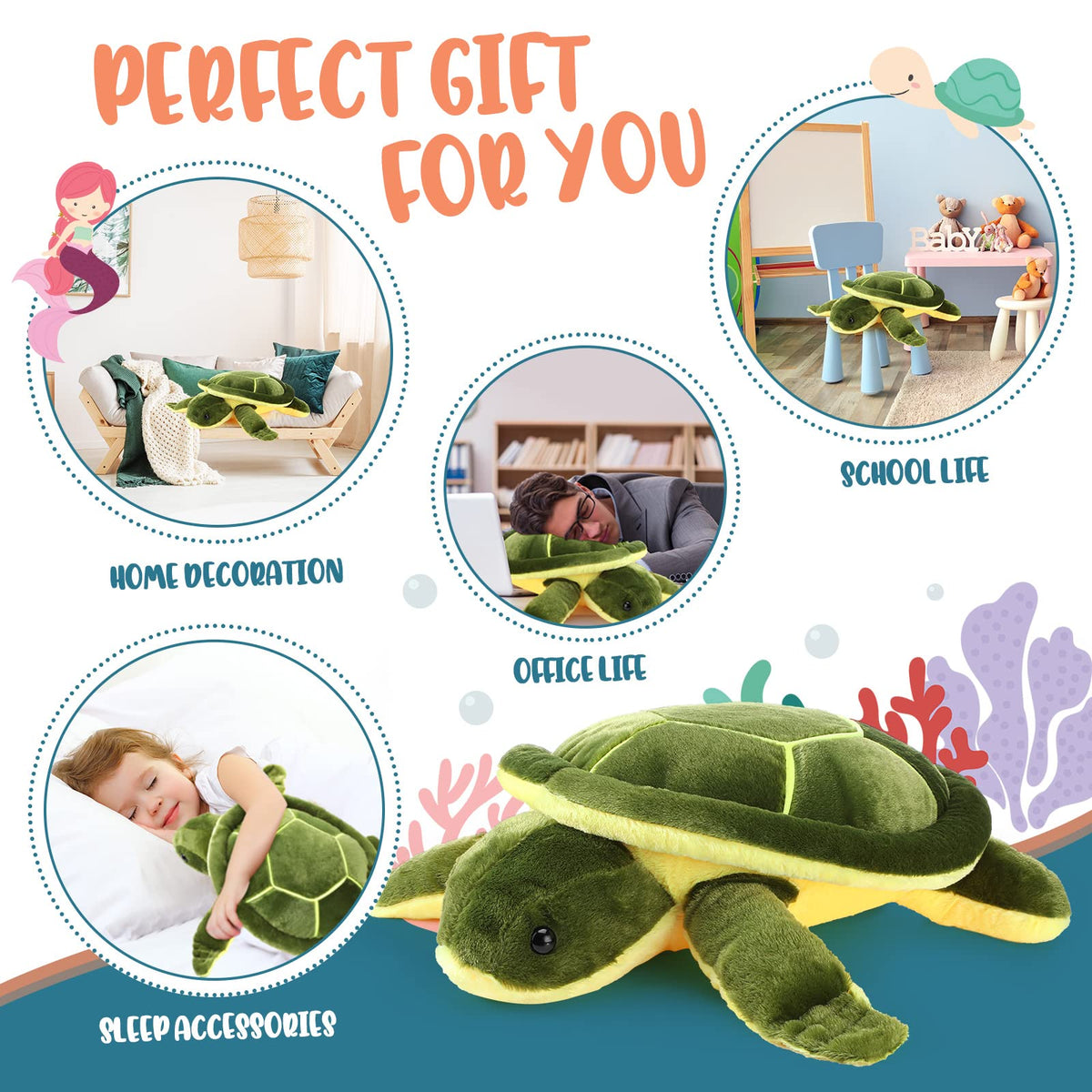 Civaner turtle plush decor adds playful ocean vibe to any room