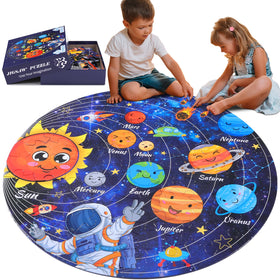 Civaner solar-system floor puzzle round 70pc for large-space play and learning
