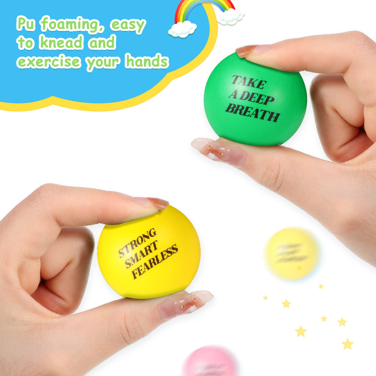Civaner green stress ball fits comfortably in hand during breaks.